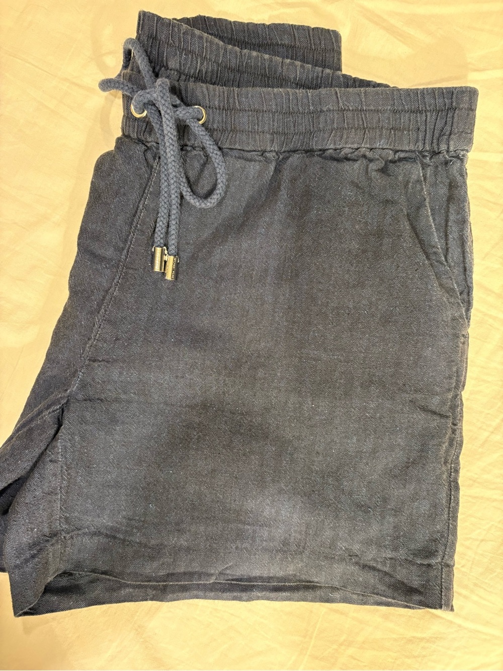 Michael Kors Navy Knit Shorts with Gold Accents
